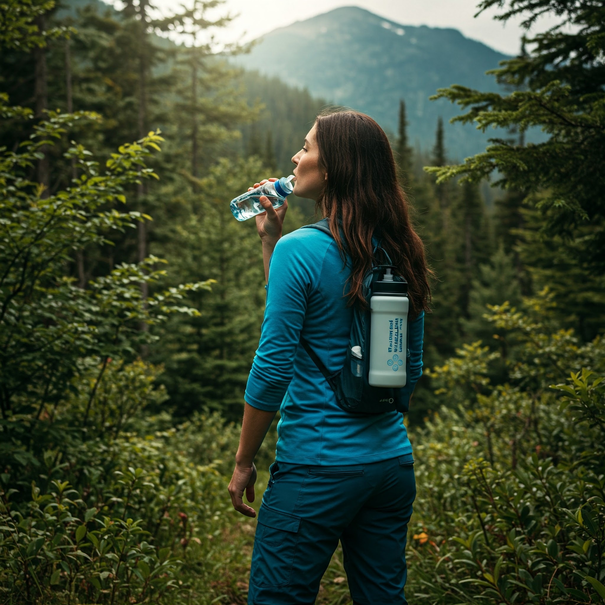femme-filtre-a-eau-foret